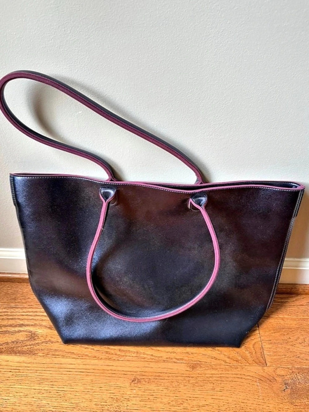 Original Large Shoulder Tote Black & Purple